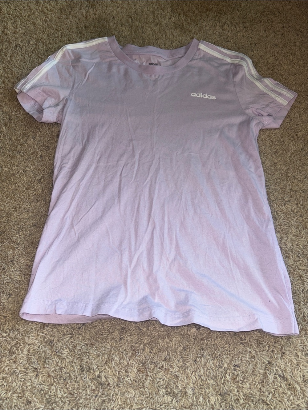 adidas Lilac Short-Sleeve Tee with White Stripes